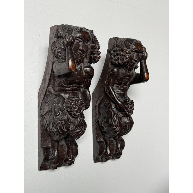 Hand-Carved Satyrs, 18th Century, Set of 2 For Sale - Image 3 of 12