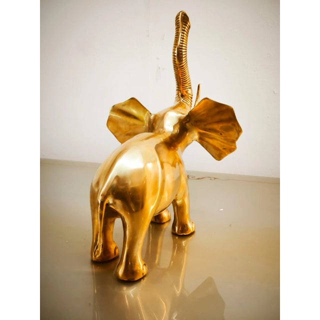 Vintage Gold Brass Elephant For Sale - Image 9 of 12