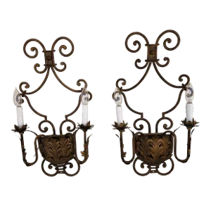 Pair of Gilt Iron Wall Sconces