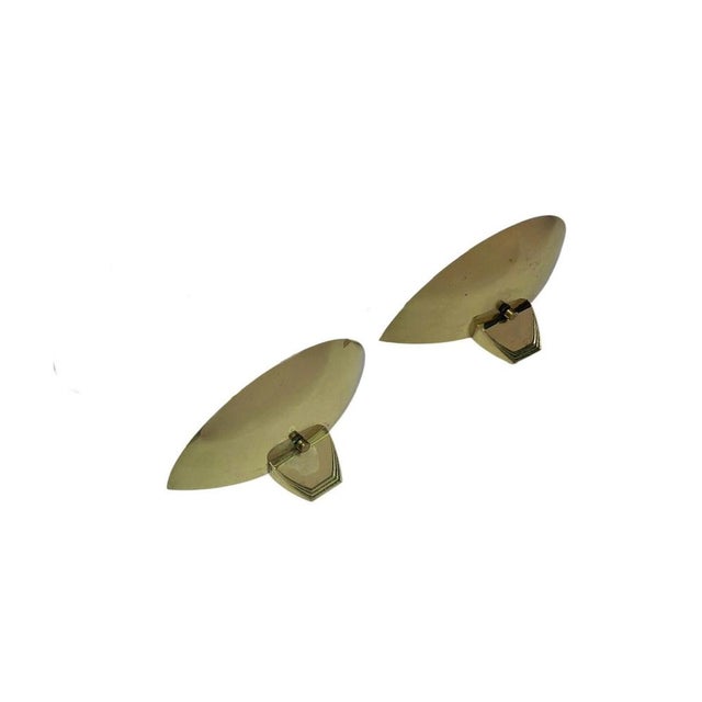 Metal Art Deco Style Half Moon Geometric Wall Lights, 1970, Set of 2 For Sale - Image 7 of 11