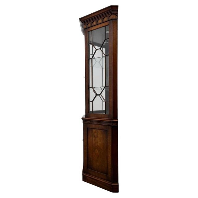Wood Antique English Mahogany Glazed Display Cabinet, 1900s For Sale - Image 7 of 11