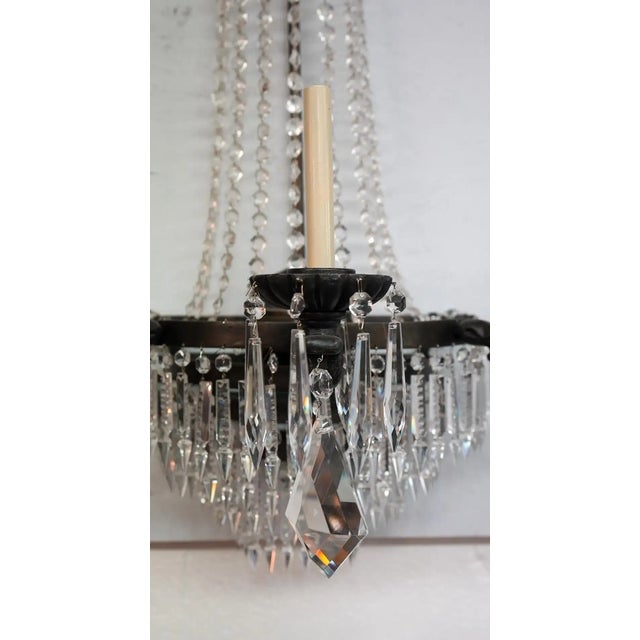Late 20th Century Niermann Weeks Empire Style Large Crystals and Metal Wall Sconce or Lantern For Sale - Image 5 of 12