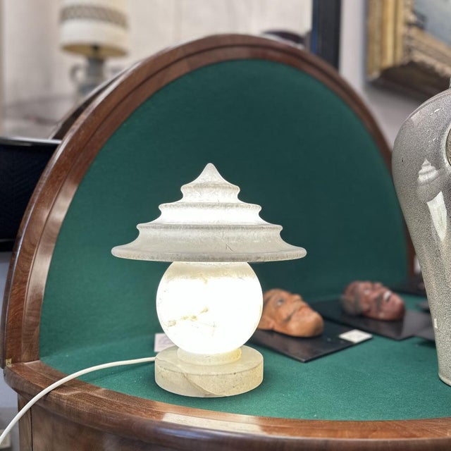 20th Century Art Nouveau Table Lamp in Alabaster, France, 1940s For Sale - Image 3 of 18