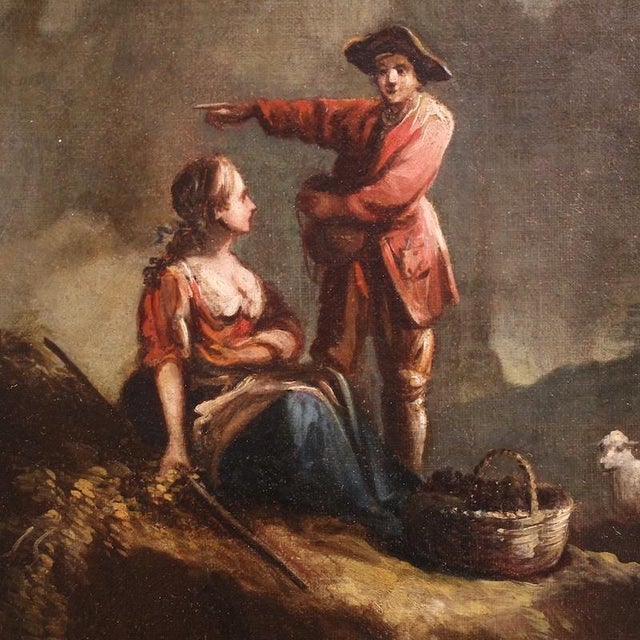 Italian Artist, Landscape with Pastoral Scene and Figures, 1750, Oil on Canvas For Sale - Image 14 of 15