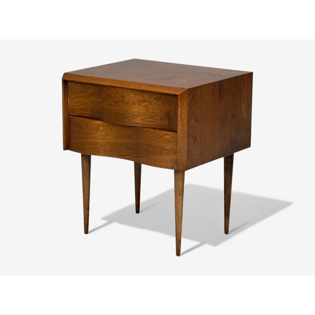 Edmond J Spence, Swedish Modern, Maple, Rare Wave Nightstands, 1950s, A Pair For Sale - Image 4 of 17