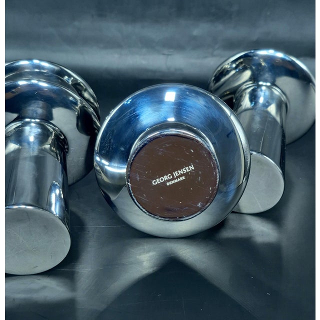Contemporary Georg Jensen Candlestick Holders- Set of 3 For Sale - Image 3 of 6