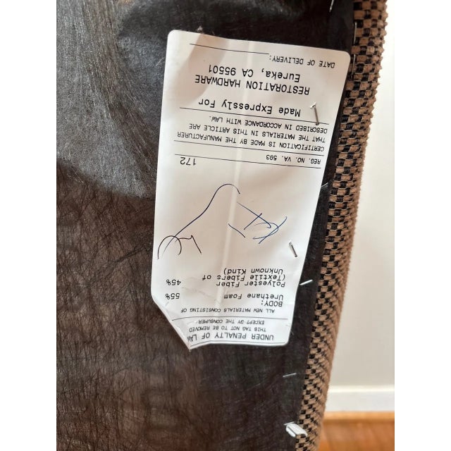 Restoration Hardware Picasso Arm Chair & Ottoman Tan/Black Checkered Upholstery For Sale - Image 18 of 18