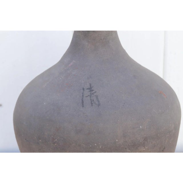 Ceramic Oxidized Gray Terracotta Amphora Vase For Sale - Image 7 of 9