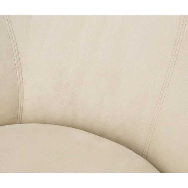 Beige Offwhite Alcantara Suede Corkscrew Nautilus Swivel Chairs Directional For Sale - Image 10 of 13