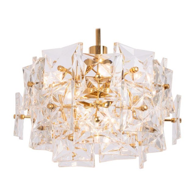 Chandelier in Brass and Crystal Glass from Kinkeldey, Germany, 1970s For Sale - Image 11 of 11