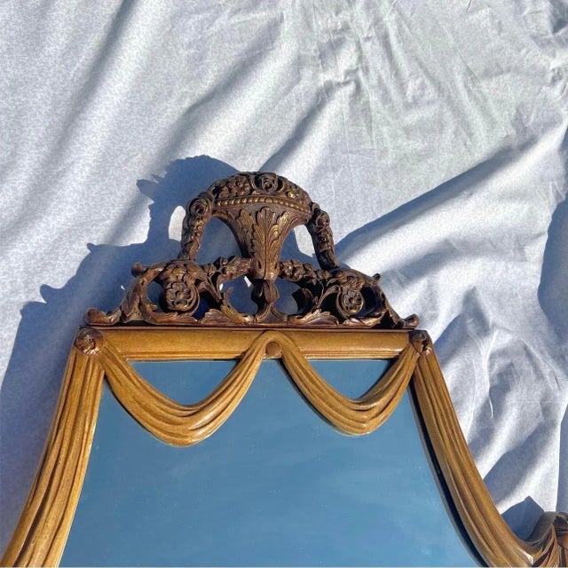 1930s 1930’s Italian Carved Wood Draped Mirror. For Sale - Image 5 of 12