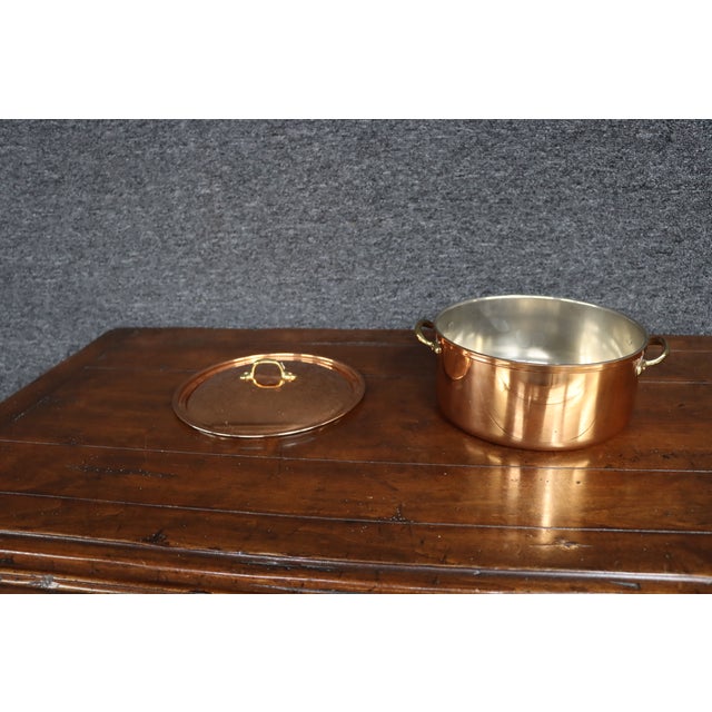 Copper Stock Pot With Lid and Brass Handles For Sale - Image 9 of 10