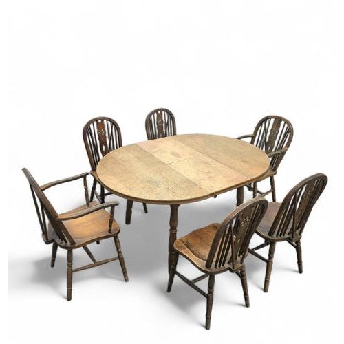 Windsor Wheelback Dining Table and Chairs from Oirschotse Meubelindustrie, 1950s, Set of 7 For Sale - Image 10 of 18