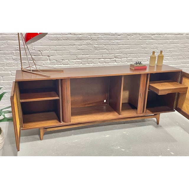 Extra Long Mid Century Modern Walnut Credenza / Media Stand, C. 1960's For Sale - Image 10 of 11