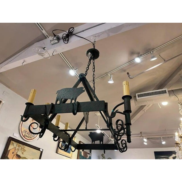 Folk Art Hand Made Folk Art Chandelier W/ Iron Pot Hangers For Sale - Image 3 of 6