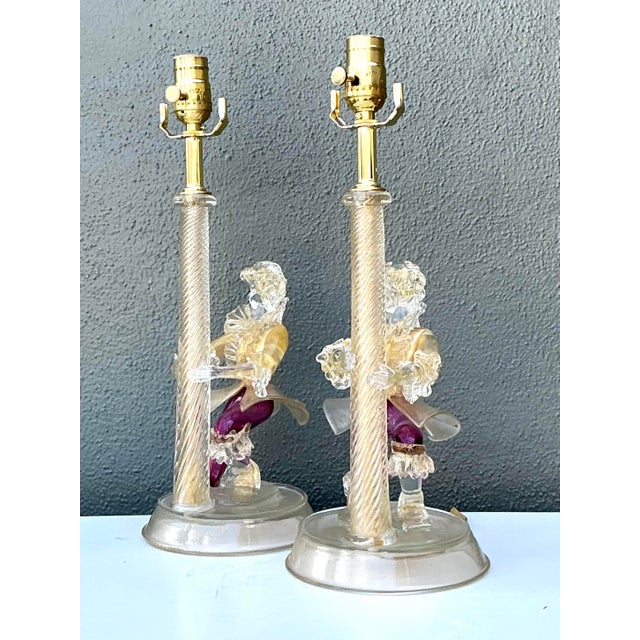 Barovier e Toso Vintage Italian Barovier and Toso Murano Glass Figurative Lamps For Sale - Image 4 of 12