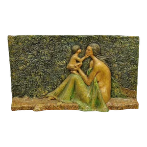Mid 20th Century Modern 3d Fiberglass Relief Mother & Child Nude Wall Art Sculpture