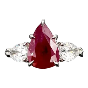 4.02 Ct Gia Certified Natural Ruby & Gia Certified Diamond Ring Size 6.5