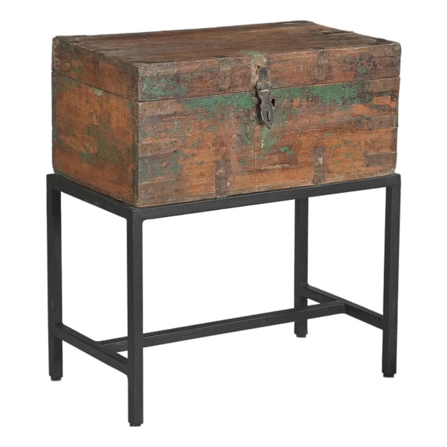 Vintage Anglo-Indian Teakwood Chest on Iron Legs For Sale