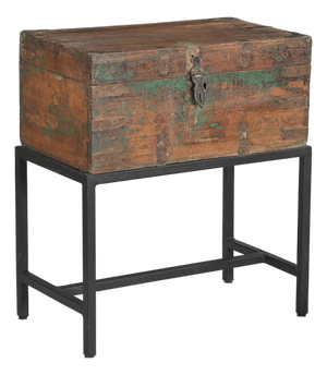 Vintage Anglo-Indian Teakwood Chest on Iron Legs