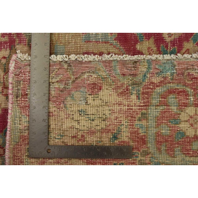 Tabriz Rug 9’5” X 11’9” Pink Wool Vintage Distressed Hand-Knotted Carpet For Sale - Image 15 of 15