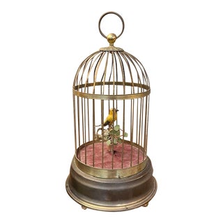 German Brass Birdcage Music Box For Sale