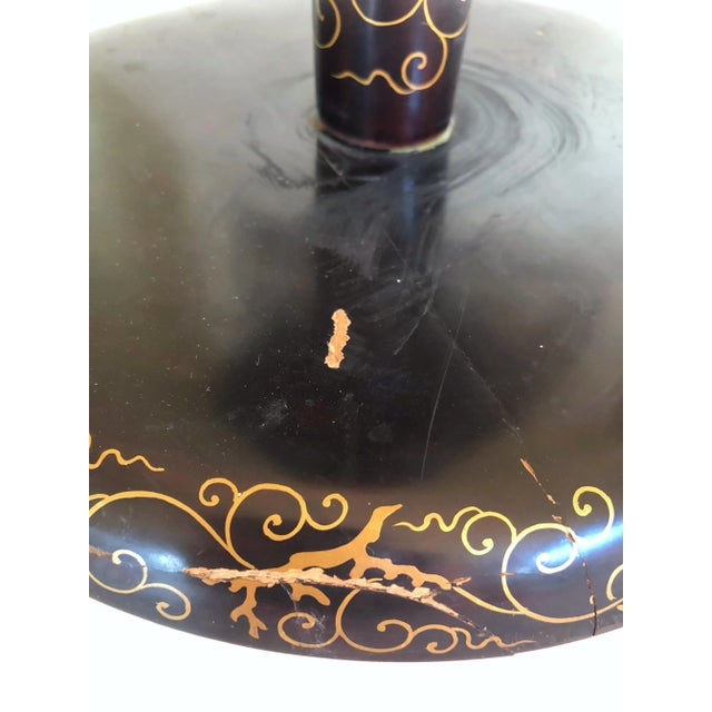 Japanese Lacquered Pedestal Plate For Sale - Image 4 of 5