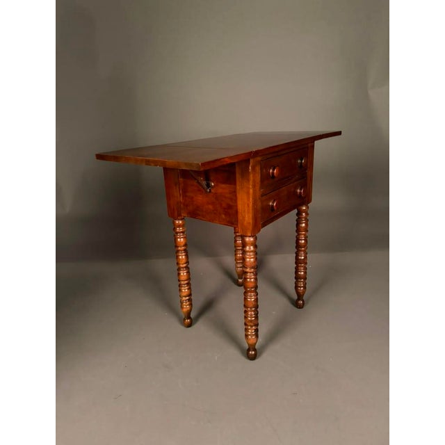 Mid 20th Century Mid 20th Century American Solid Birch Drop Leaf Side Table by Davis Cabinet Co., Two Drawer Nightstand For Sale - Image 5 of 18