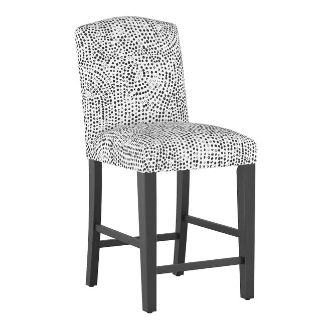 Wood Cami Counter Stool in White Aussie Dot For Sale - Image 7 of 7