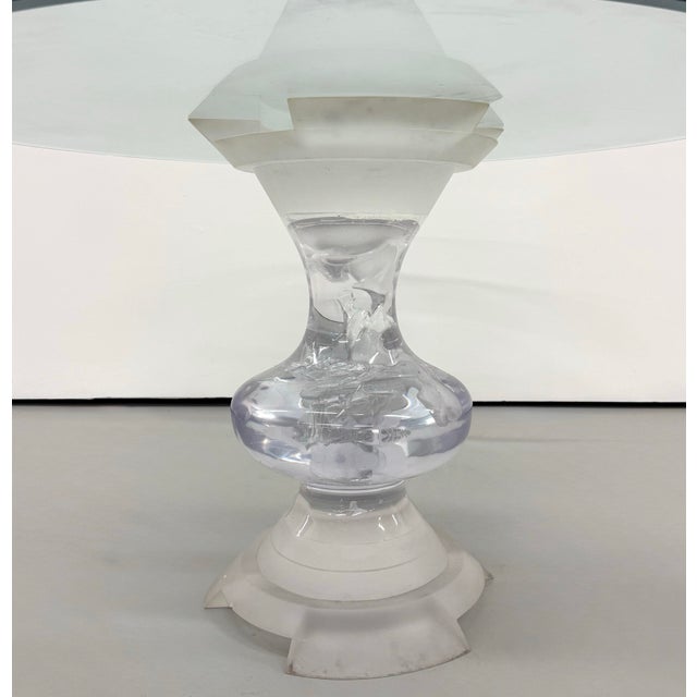 Transparent Vintage Abstract Lucite Base Dining Table For Sale - Image 8 of 8