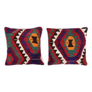 20"x20" SET OF 2 - Hand-Woven Kilim Cushion Covers. A pair of Lace Pillow Covers For Sale