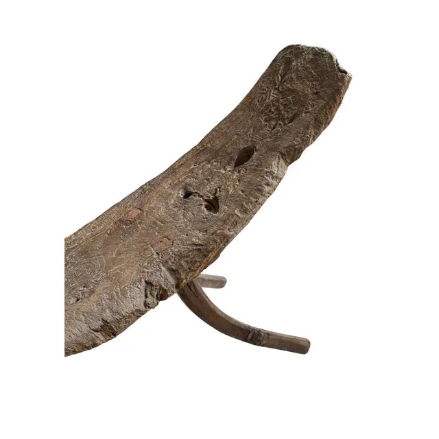 Brown Antique Javanese Burl Wood Bench Hand-Carved Sculptural Seat, C. 1900 For Sale - Image 8 of 10