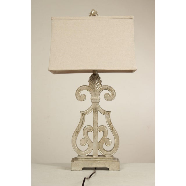 Traditional Pair of Silver Painted Table Lamps - a Pair For Sale - Image 16 of 18