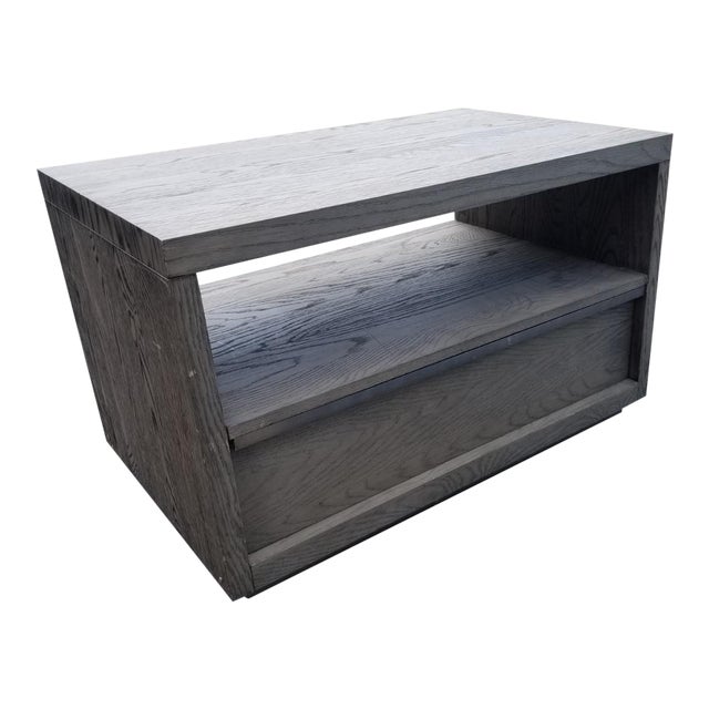 Restoration Hardware Bezier Open Nightstand in Grey Oak/Pewter 36