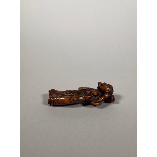 18th Century Wooden netsuke, early 18th century, Edo period, Japan For Sale - Image 5 of 12