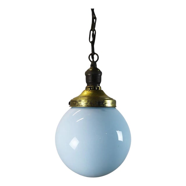 Art Deco Milk Glass Pendant Light For Sale