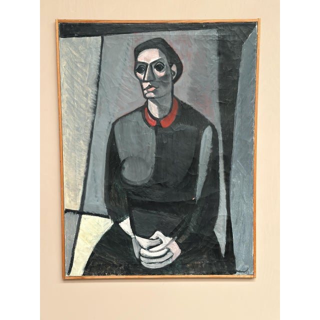 Axel Ekelund, Portrait of Mrs. S, 1950s, Oil on Canvas, Framed For Sale - Image 17 of 18