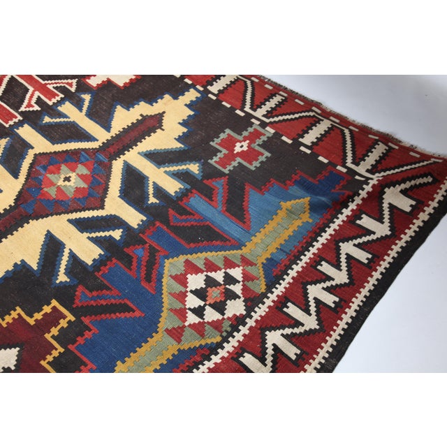 Antique Colorful Handwoven Caucasian Kuba Shirvan Kilim Rug - 6' 1'' X 10' 7'' For Sale - Image 9 of 14