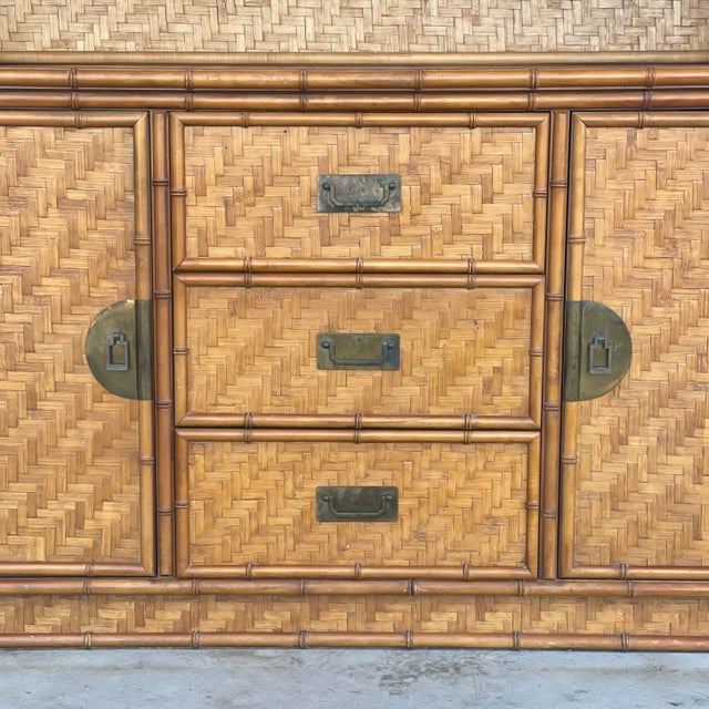 Campaign Coastal Rattan China Hutch by Dixie For Sale - Image 3 of 12