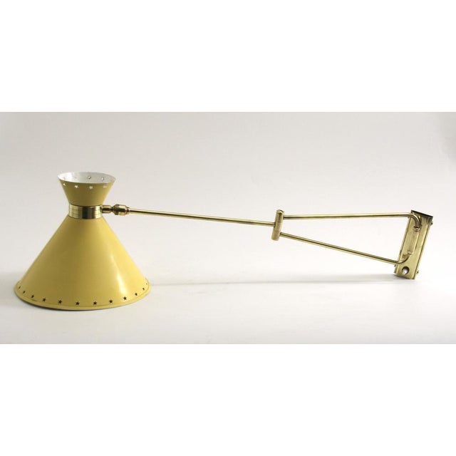 Yellow Diabolo Articulated Wall Light attributed to Rene Mathieu for Lunel, 1950s For Sale - Image 11 of 18