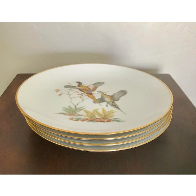 Hollywood Regency German Vintage Gilt Porcelain Pheasant / Wildlife Salad Plates - Set of 4 For Sale - Image 3 of 4