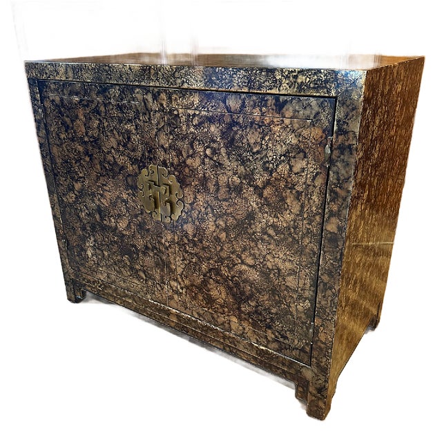 Wood 1970's Henredon Chinoiserie Faux Tortoiseshell Cabinet For Sale - Image 7 of 12