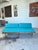 Gorgeous mid century modern daybed, newly upholstered in a soft teal fabric and newly refinished walnut frame. In...