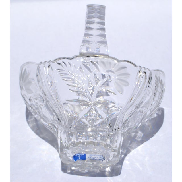 1960s West Germany Handmade Crystal Bride Princess Basket Etched 24% Lead Crystal Glass For Sale - Image 10 of 13