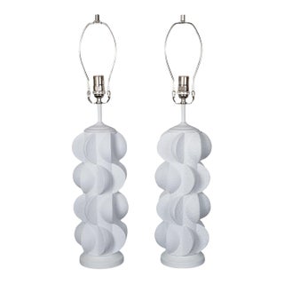 1980s Composition Modern Motif Table Lamps - a Pair For Sale