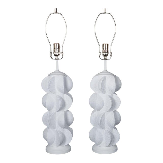 1980s Composition Modern Motif Table Lamps - a Pair For Sale