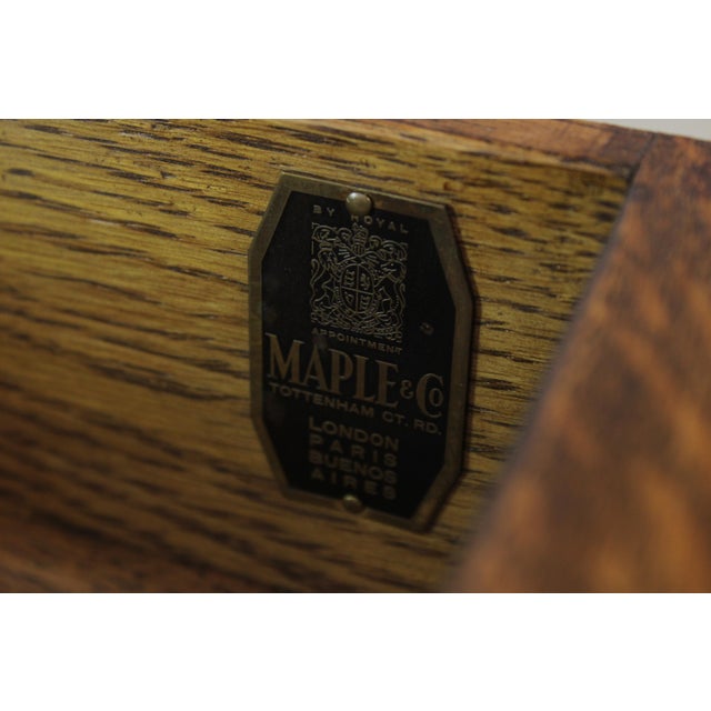 English 3 Part Leather Top Burl Walnut Desk For Sale - Image 15 of 15