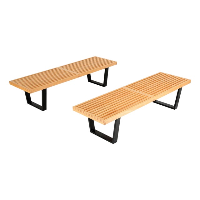 Pair of George Nelson Slat Wood Benches for Herman Miller. u.s.A. For Sale