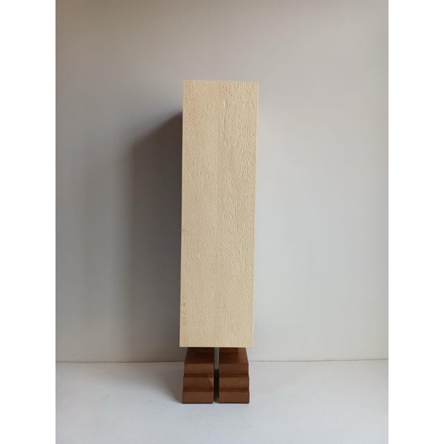 Sculpted Mayan Totem "Cream" by Pietro Meccani. This sculptural piece is made entirely of larch, cherry, and maple wood...
