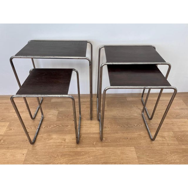 Bauhaus Chrome B9 Nesting Tables attributed to Jindrich Halabala, 1930, Set of 4 For Sale - Image 11 of 12